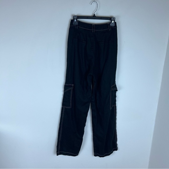 DISSH DIMITRA BLACK LINEN CARGO PANT US 4 - Picture 6 of 8